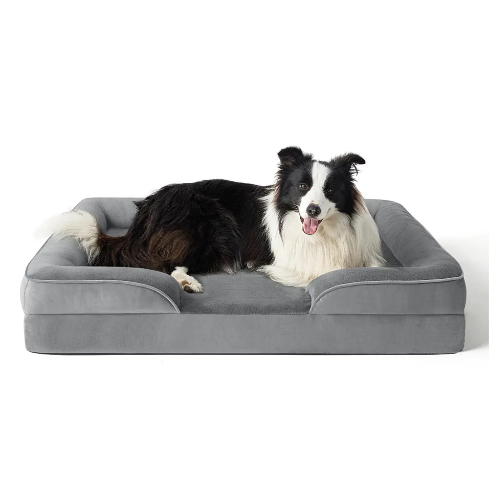 

BeauNook Soft Short Plush Dog Sofa Bed Removable Washable Cover Orthopedic Pet Couch,Small/Medium/Large Dogs Non-Slip Bottom