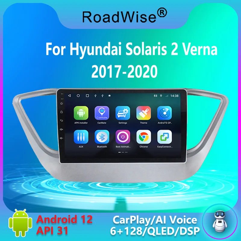 

Roadwise 2 din Android Car Radio Multimedia Carplay For Hyundai Solaris 2 Verna 2017 2018 2019 2020 4G Wifi GPS DVD BT Autoradio