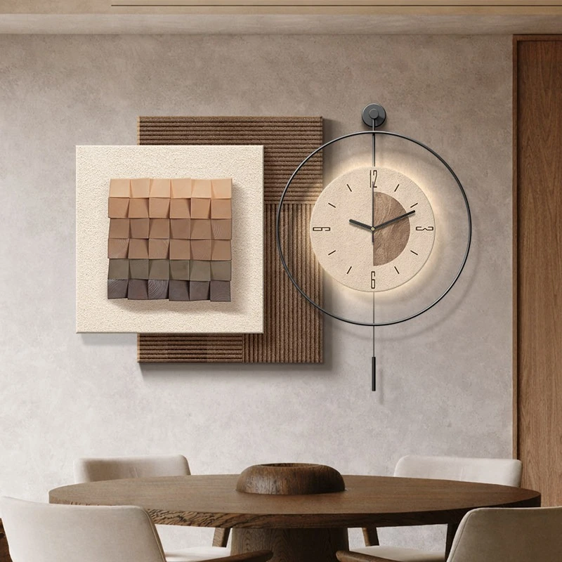 Wabi-sabi style Wall clock hanging painting Italian minimalist digital clock Wall decoration часы настенные home furniture