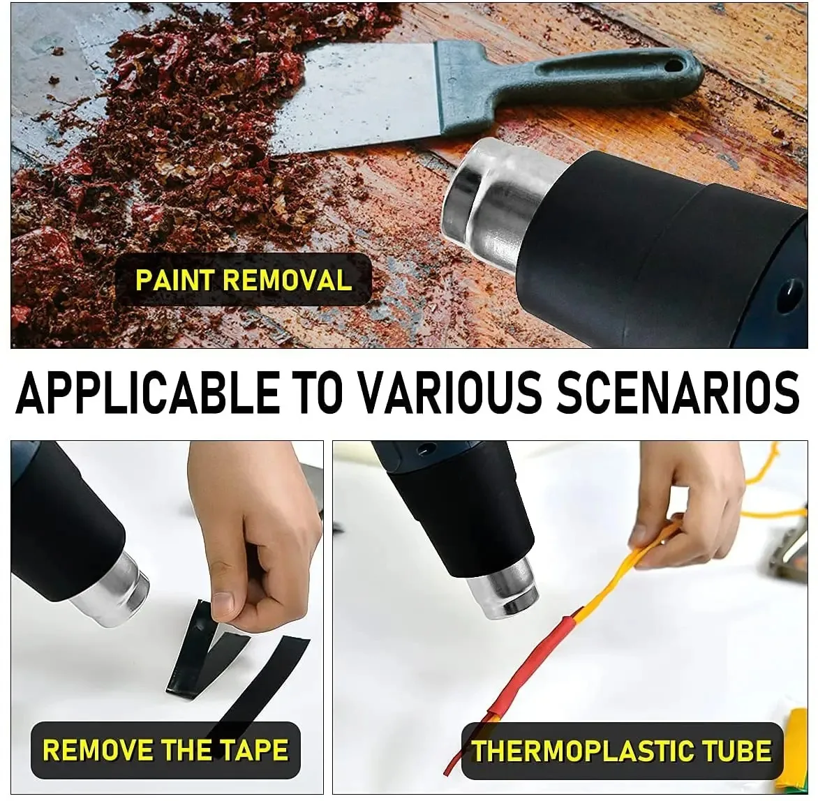مسدس حراري احترافي 2000 وات مسدس هواء ساخن 60-600 D 4 فوهات لتقوم بها بنفسك تجريد الطلاء تقلص PVC والمنزل #2