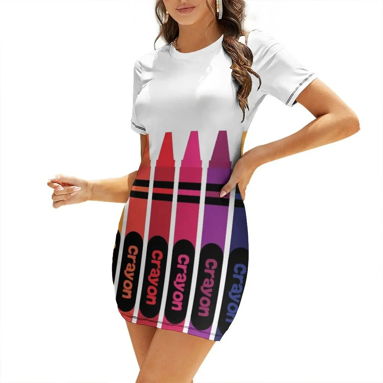 

Wax Crayons Short-Sleeved Dress summer clothes for women dresses with long sleeves Cocktail of dresses
