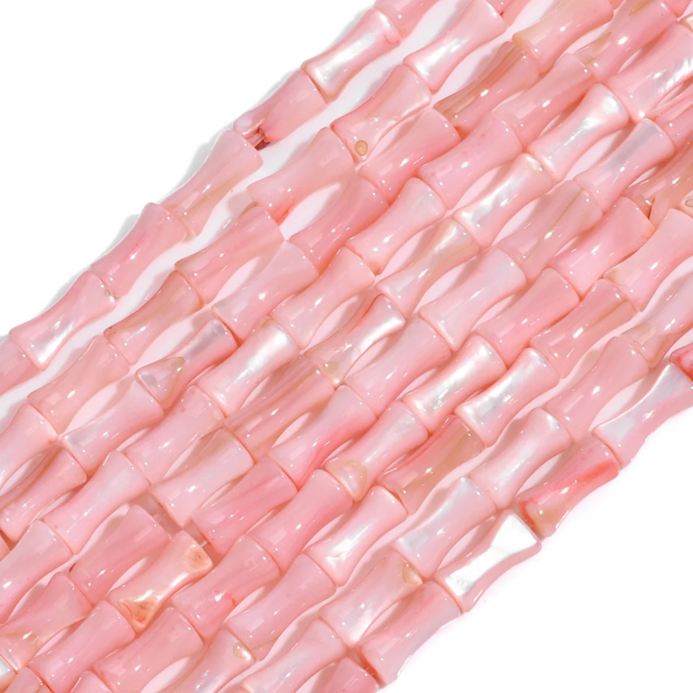 4x8mm Bamboo Shape Pink Shell Beads Natural Mother of Pearl Shell Beaded Loose Spacer Shell Beads for DIY Necklaces Earrings