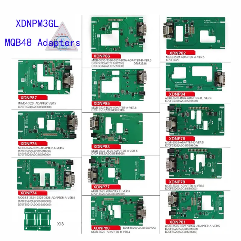 For Xhorse XDNPM3GL MQB48 Solder-Free Adapter 13pcs Full Set Work with Multi-Prog, VVDI Prog, Key Tool Plus