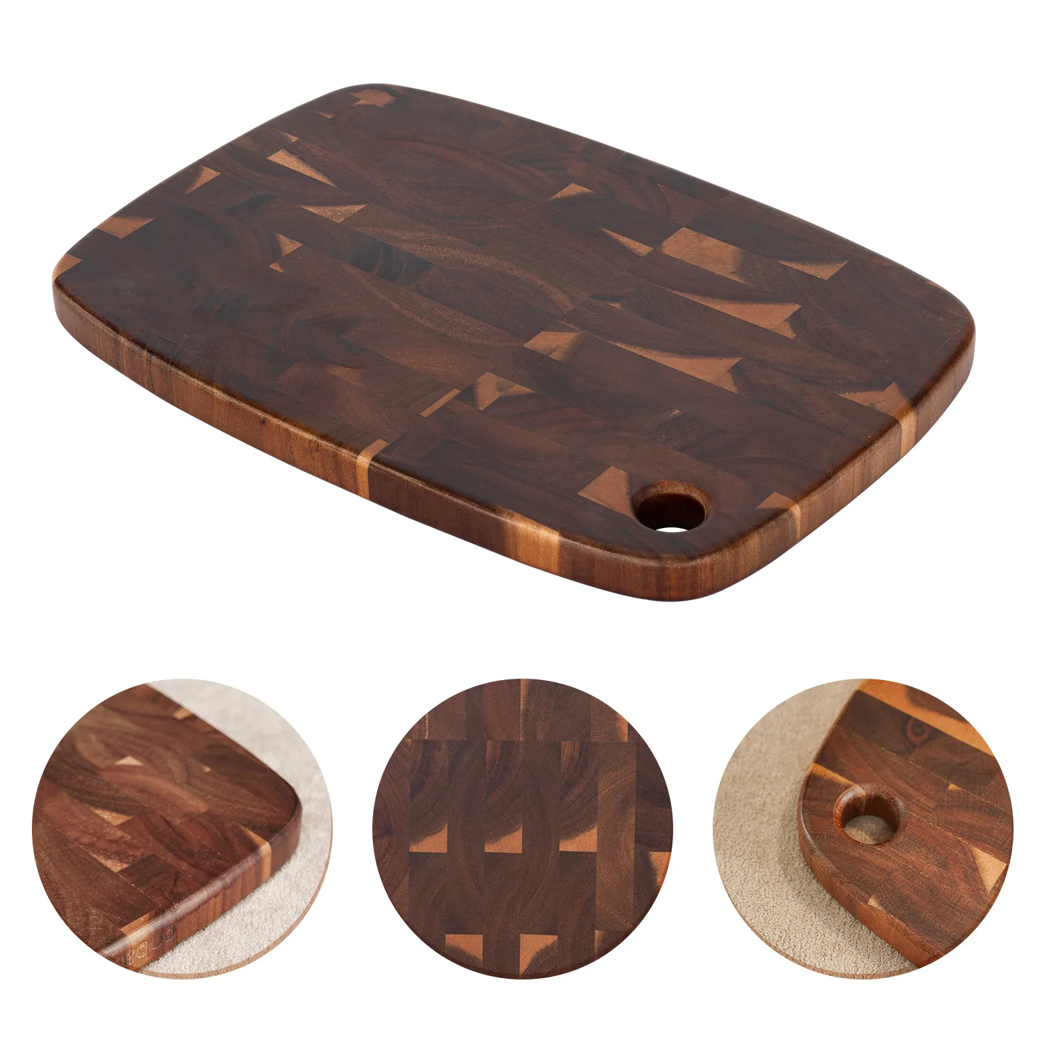 Tabla de cortar de madera de acacia, tabla de cortar de madera con asas, tabla de carnicero para carne, queso, Ideal para cortar, cortar y cortar en cubitos