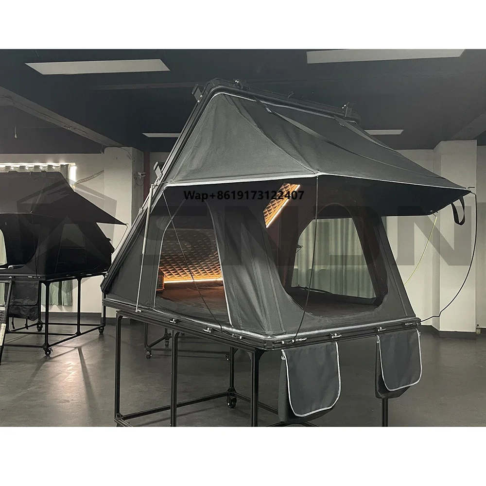 

Factory Directly Light Weight Aluminium Hard Shell Roof Top Tent Truck Car Camping Roof-top-tent with Roof Rack
