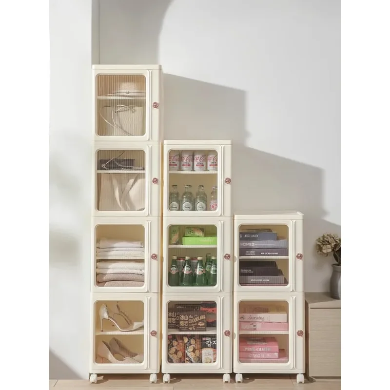 Children's bookcase floor height 40cm dust-proof shoe cabinet snack storage cabinet cream wind kitchen crevice cabinet