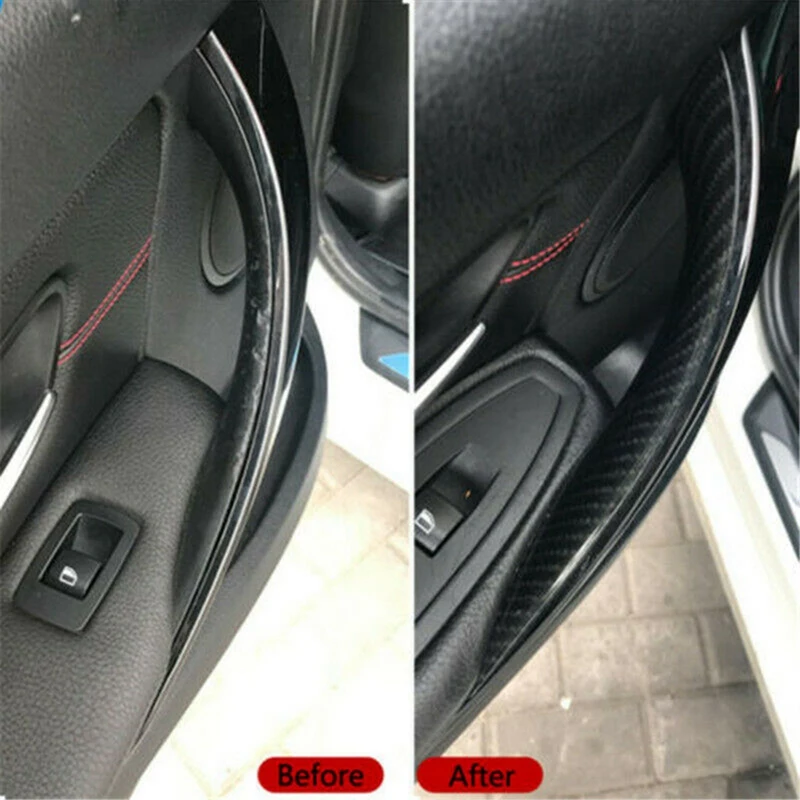 Four Doors Carbon Fiber Car Interior Inner Door Pull Handle Cover Kit For-BMW 3 4 Series F30/F31/F34 F32/F33/F36 2012-18