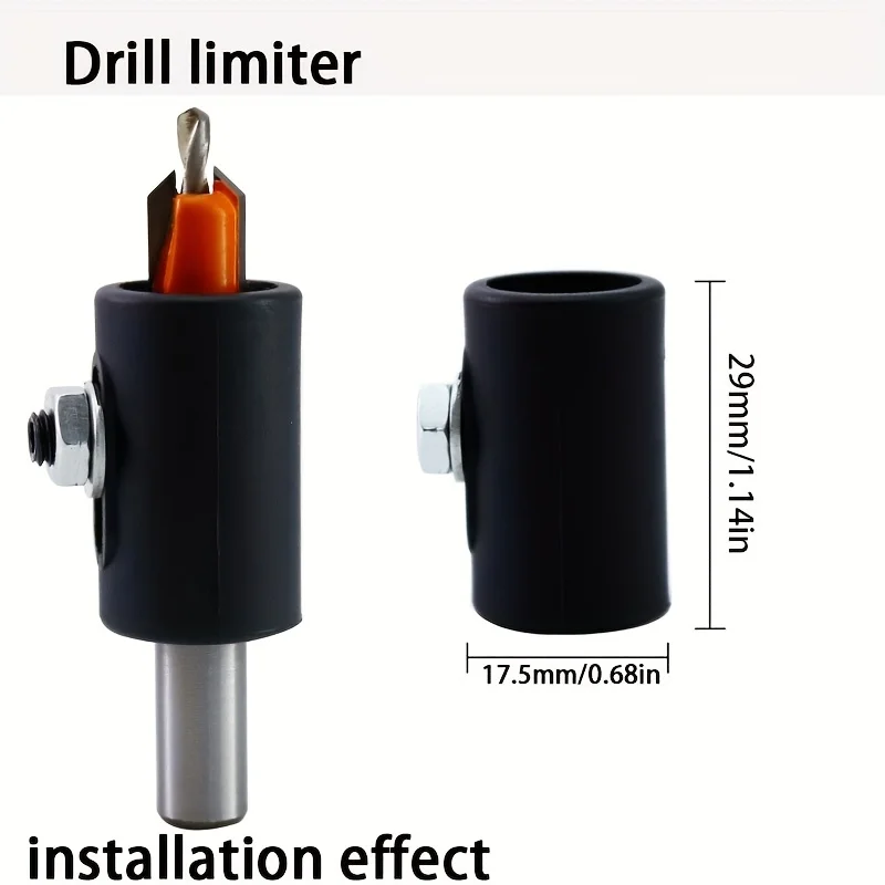 1set Boxed Woodworking Countersunk Set, Equipped with 5 Drilling Tools And 1 Size Adjustment Plug, 8Mm Round Handle, 2.8-4.0Mm T