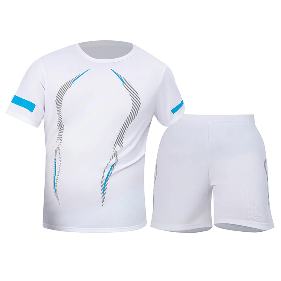 2-teiliger Herren-Sportanzug aus Mesh, atmungsaktiv, schnell trocknend, locker, Übergröße, Laufen, Fitness, Bergsteigen, lässig, kurzärmelige Shorts – Detail 12