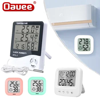 LCD digital temperature humidity meter electronic thermometer hygrometer meter indoor outdoor weather clock baby room