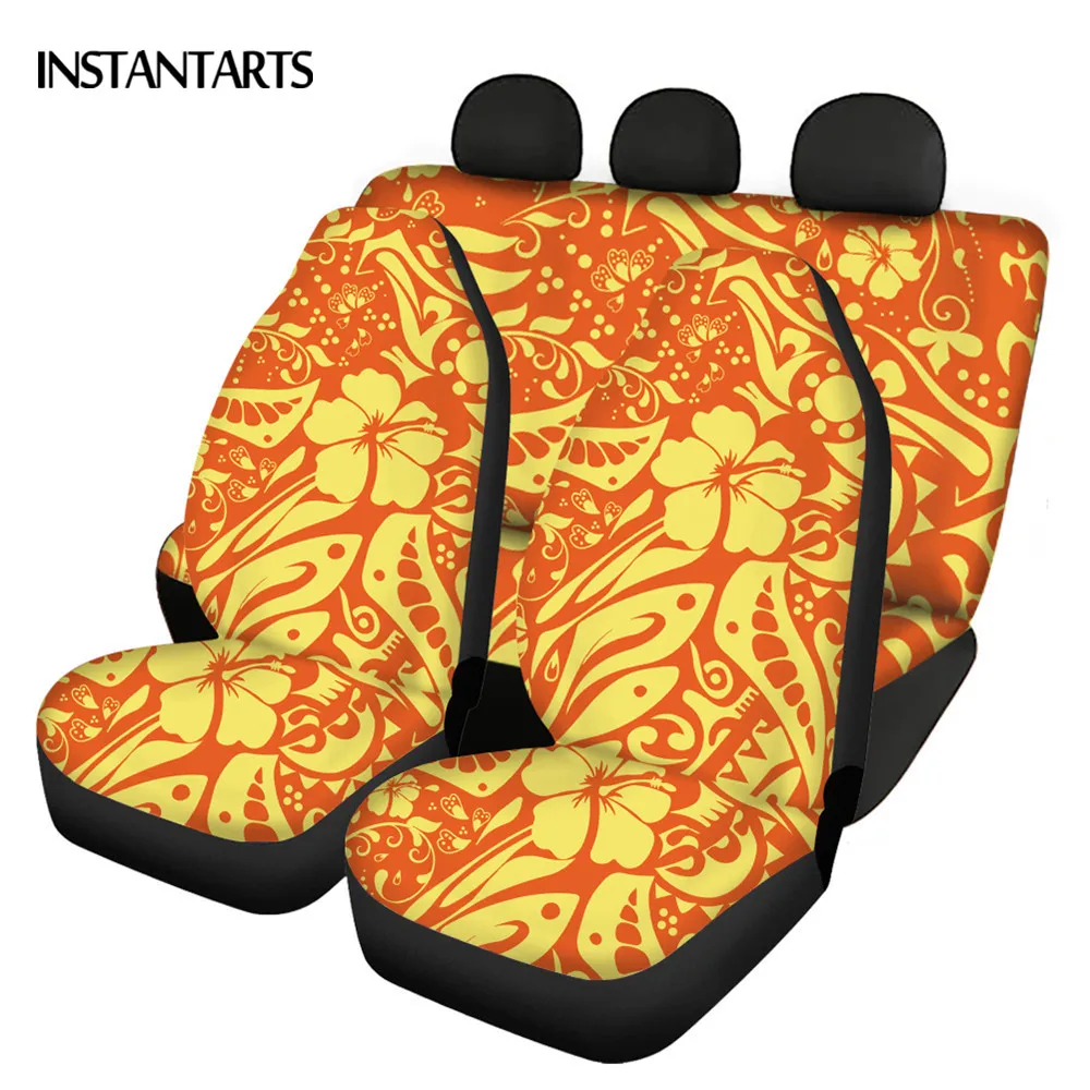 Beautiful Hawaii Floral Car Seat Covers 3D Design Hibiscus Flower Vehicle Seat Covers for Women Full Set of 4 PCS Easy Clean