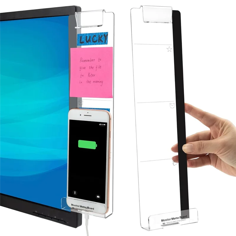 C9-Transparent Display Side Panel Transparent Computer Message Board Side Sticky Note Clip