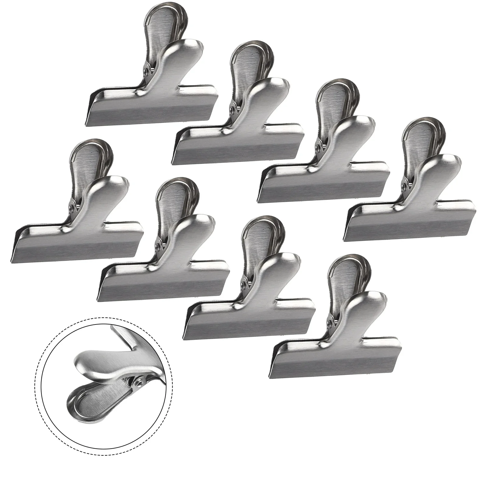 Juego de 8 Uds. De Clips universales para bolsas de chips de Metal, Clips para aperitivos y alimentos para el hogar, abrazadera de Clip de sellado para bolsas de aperitivos de acero inoxidable, 6,5x5,5 cm