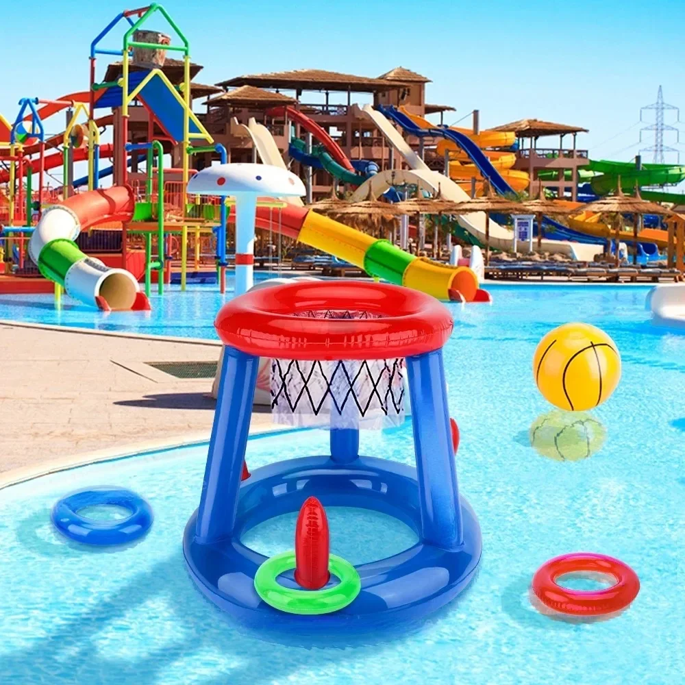 Outdoor Swimming Pool Beach Accessories Inflatable Ring Throwing Ferrule Game Set Floating Pool Toys Beach Fun Summer Water Toy