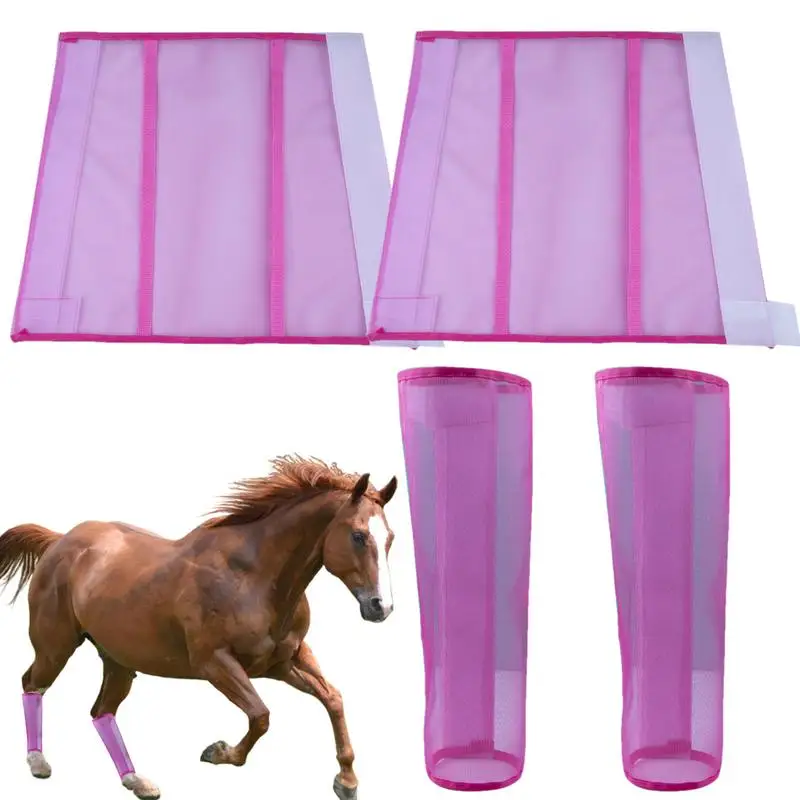 Pferdestiefel, 4er-Set, 4-teilig, Fliegenstiefel, wiederverwendbar, für Pferde, Pferdestiefel, Fliegengamaschen für Pferde, atmungsaktives Design,
