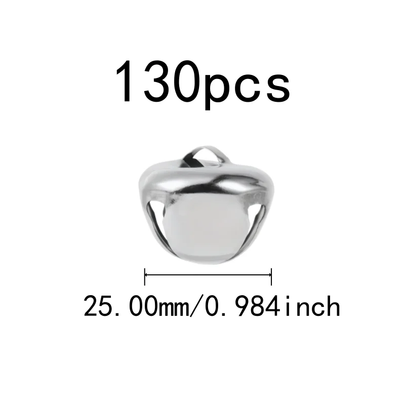 Cross Shape Design 25mm Jingle Bell Charms 130 pcs, perfect for DIY Craft Accessories, Clear Crisp Sound, Silver