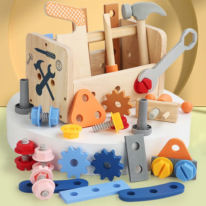 Planche occupée pour enfants, boîte à outils de réparation en bois, jeu de Simulation Montessori, outils à vis, panier, jouets éducatifs pour enfants