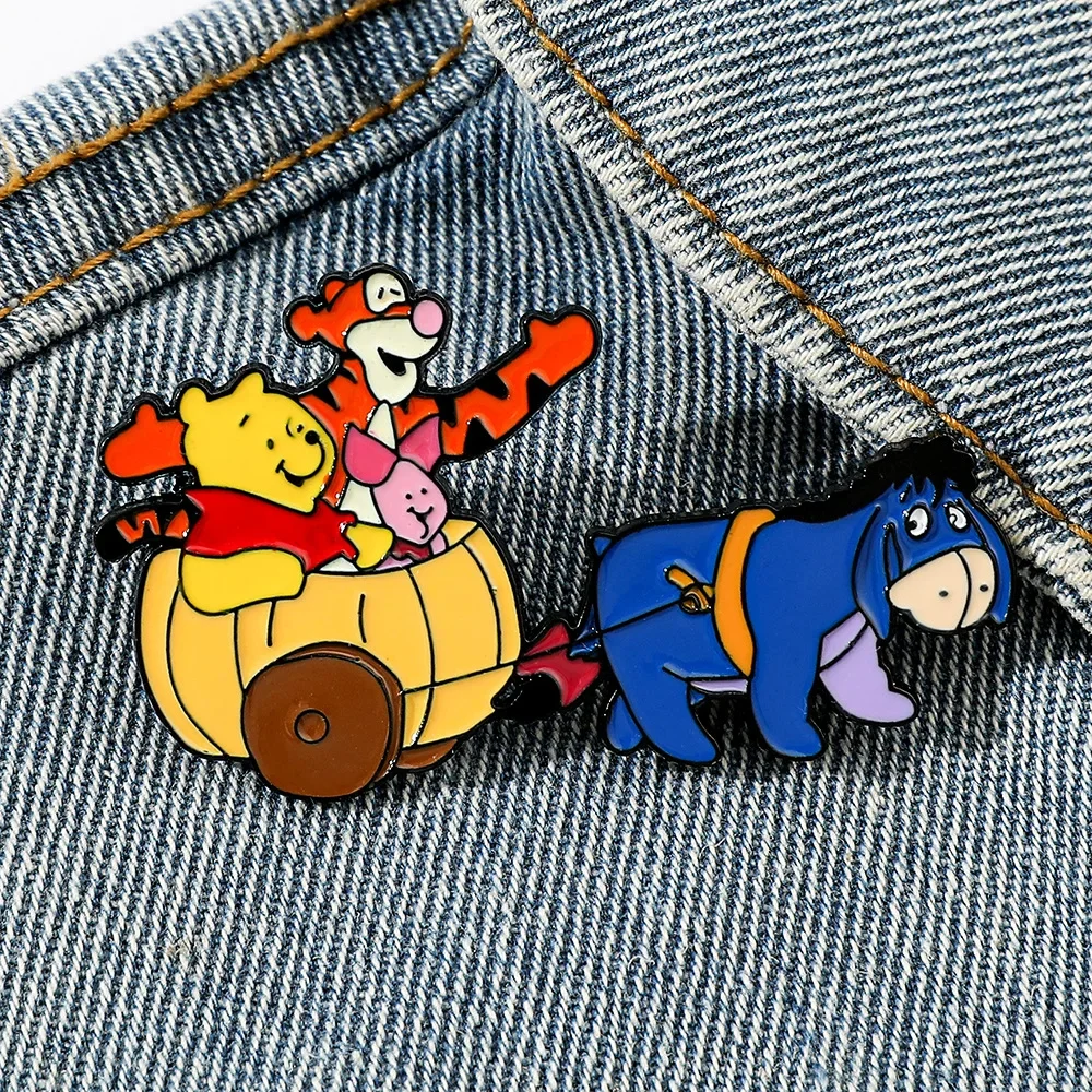 Hot Disney Anime Tigger Pooh Cartoon Lapel Enamel Pins Creative Cute Drop Oil Metal Brooch To Decorate Clothing Peripheral Badge