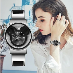 Disney Children's Quartz Watch For Mickey Mouse Cartoon Stainless Steel Bracelet Kids Student Boy Girl Cute Wristwatches Gift