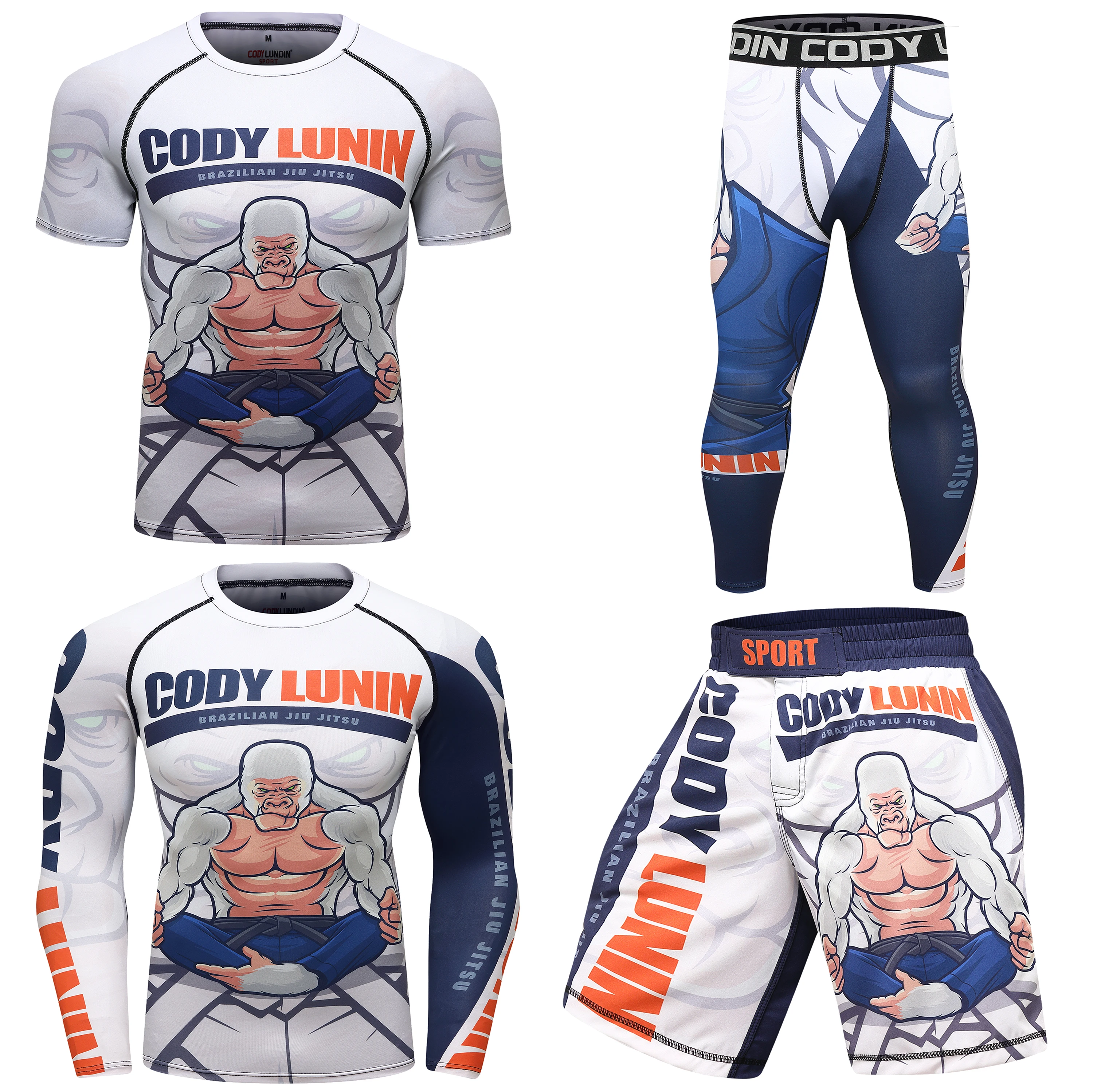 Koszulka z Jiu Jitsu Rashguard zestaw szorty MMA Muay Thai wysypka strażnik dres na siłownię BJJ Rashguard Kickboxing sportowy kombinezon odzież Mma