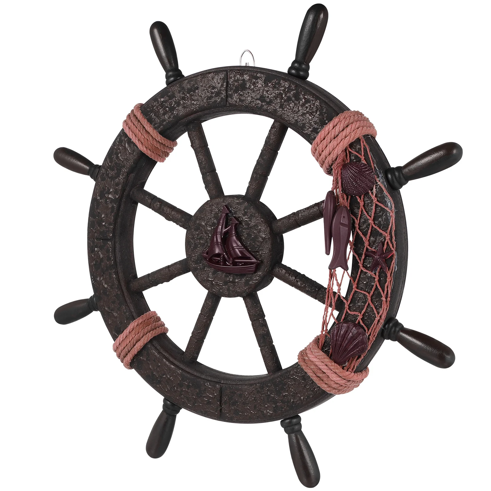 

Hanging Boat Rudder Decor Nautical Wall Art Wooden Ship Wheel Pendant Unique Ornament for Living Room or Office