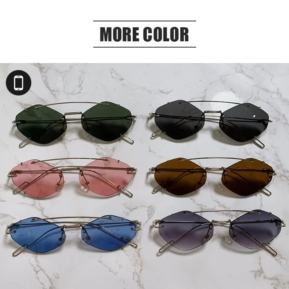 Moda UV400 Proteção Hexágono Óculos de Sol Retro Trendy Óculos de Sol Sem Aro Óculos Praia/Viagens/Streetwear