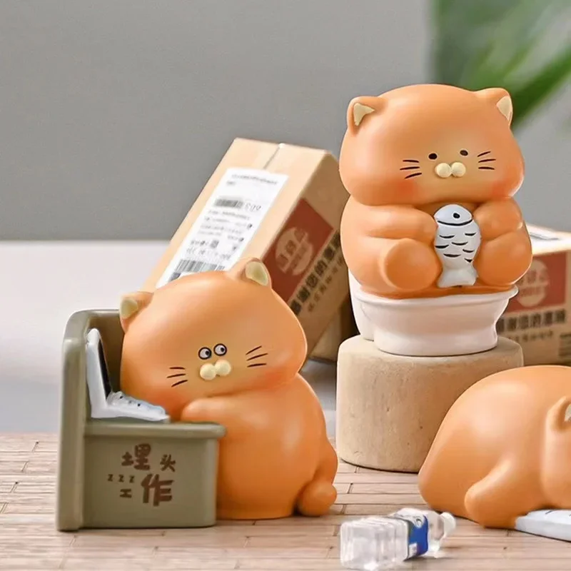 Meow Tuanzi Work Story Series Blind Box Toys, Anime Figure Dolls, Ornements de bureau, Boîte surprise, Collection de cadeaux d'anniversaire, Mignon