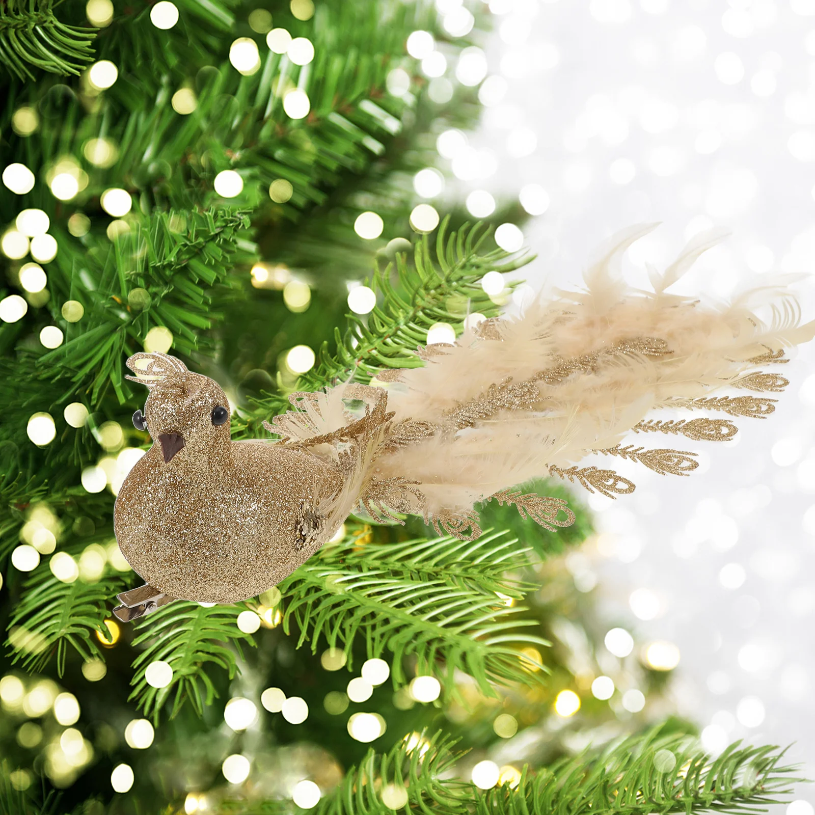 

Artificial Peacock Decoration Glitter Ornaments Realistic Birds Hanging Decor Xmas Tree Holiday Decorations Home Display
