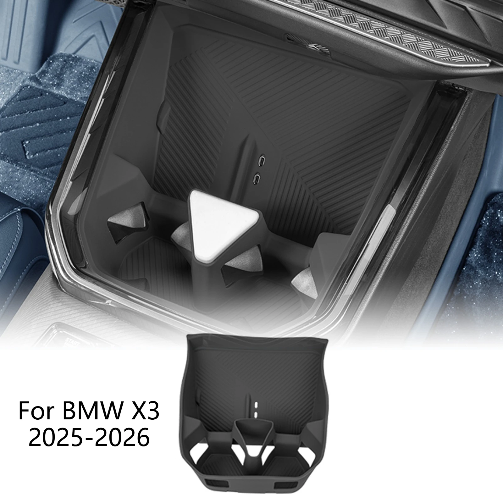 

For BMW X3 2025-2026 Silicone Wireless Charger Cup Mat Anti Slip Dustproof Central Console Liner Interior Decor Car Accessories