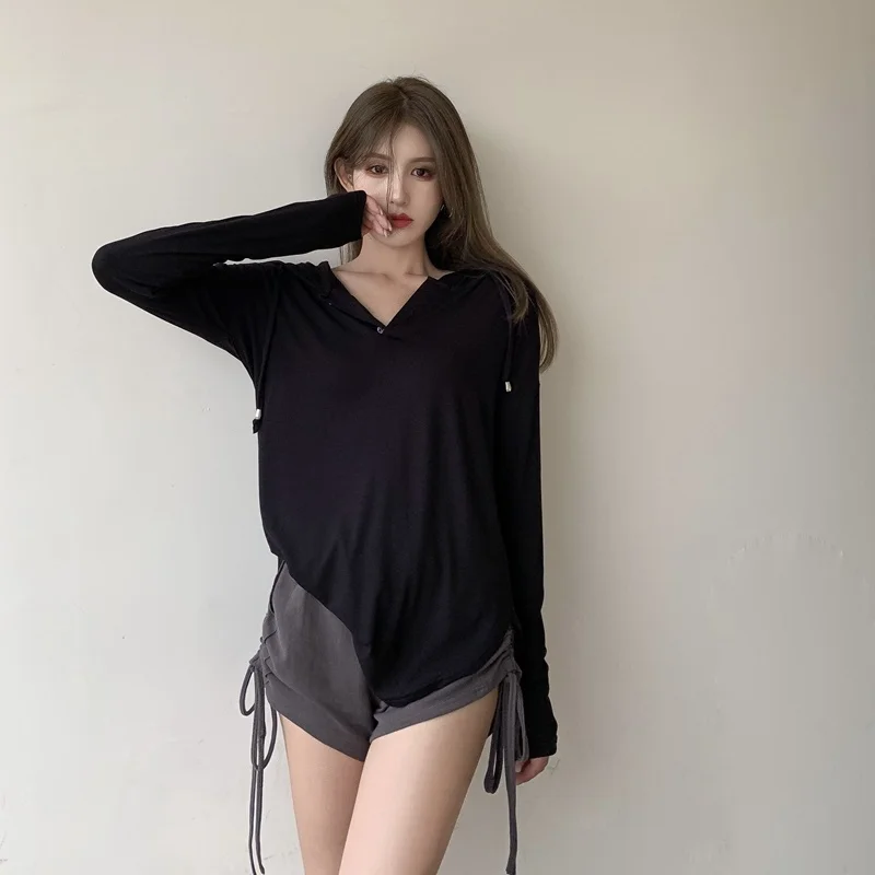 

Summer Thin Sun Protection irt Cover up orts plus Size Women's Spring Autumn Workwear Wide Leg Pants Hot Pants Two Piece Set