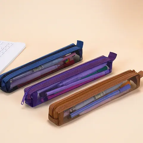 Nätpennfodral Bärbar Dragkedja Påse Pappersorganisatör Studenter Tentor Pennfodral Skolpappersmaterial 10 best sales jordgubbspenna - №4