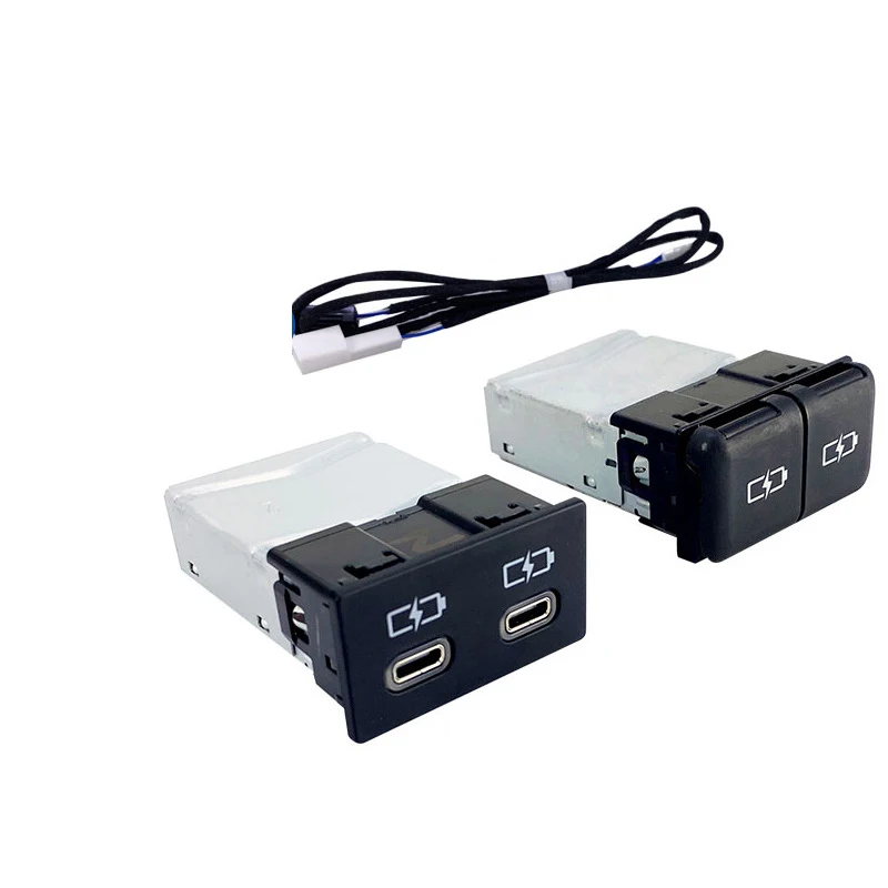 USB Type-C Quick Charger For Toyota Sienna Camry Highlander Corolla RAV4 Land Cruiser 70 2018-2022 connecting line Accessories
