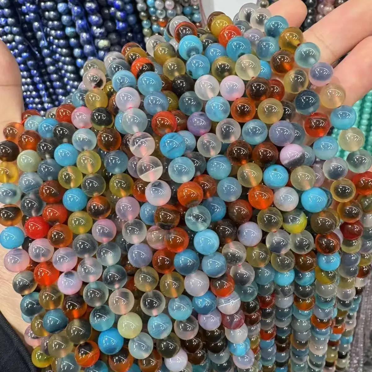 

Natural Stone Beads Mixed Color Sugar Heart Agate Agate Round Loose Beads 8mm Beads For Bracelets Necklace Diy Jewelry Making