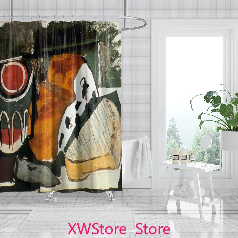 

Waterproof Thickened Non Perforated Modern Minimalist Abstract Painting Shower Curtain