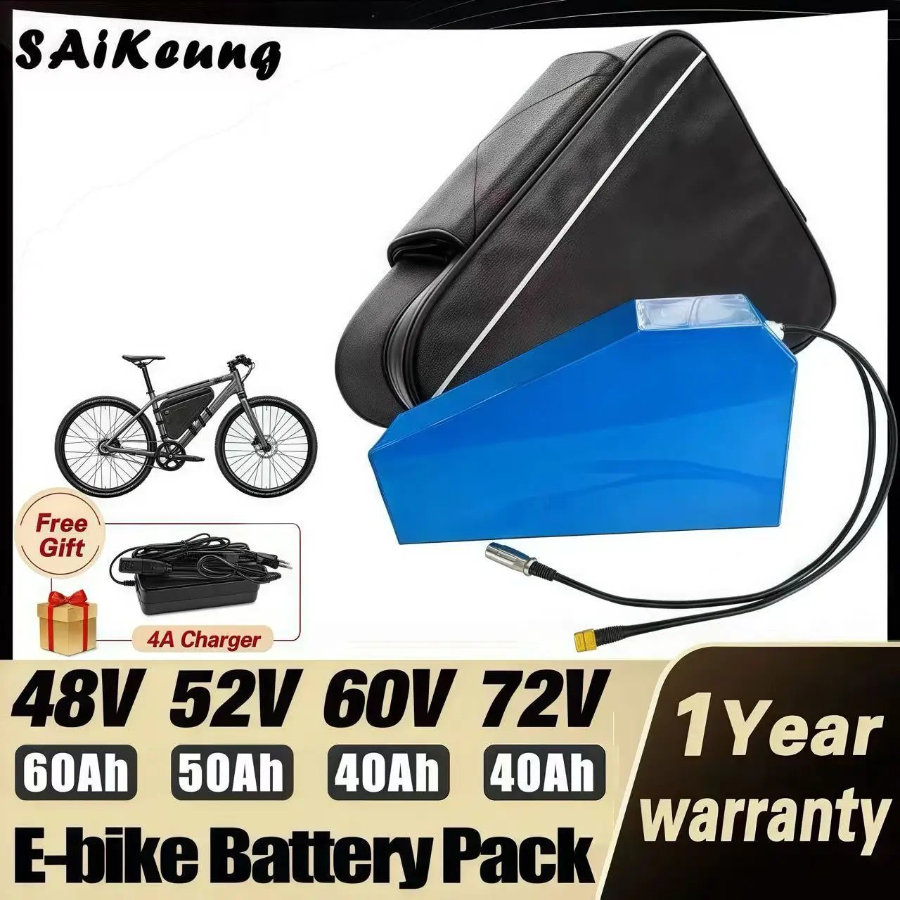 60 В 72 В электронный велосипед Elektrische fietsbatterij 36V48V52V Driehoekige Accu 30ah 40ah 45ah 50ah60ah литиевый аккумулятор 84 В высокой мощности 3000 Вт
