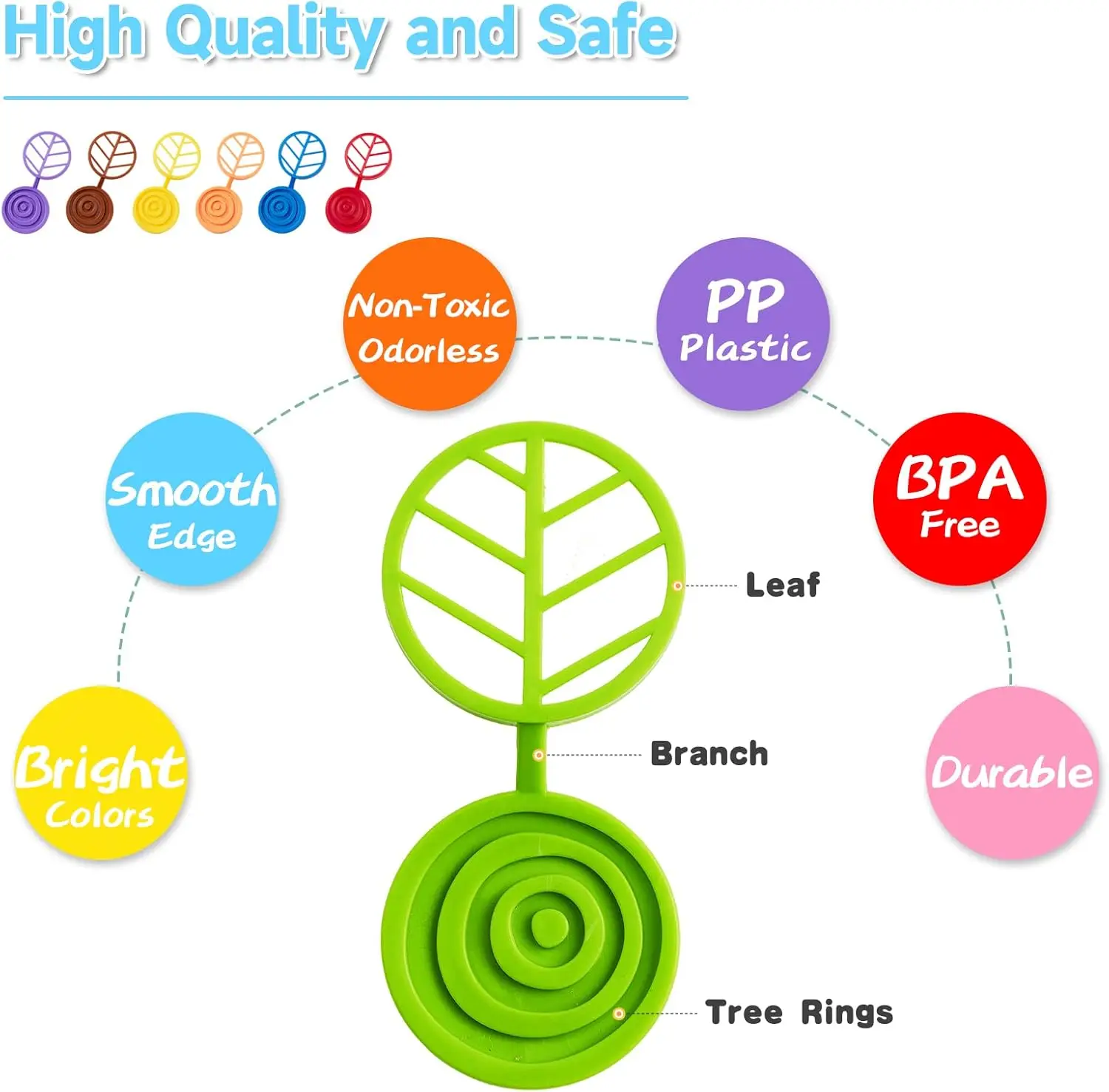 Stack-a-Rainbow-Tree Plastic Stacking Blocks 70 Piece, Balance Game Building Toys for Kids Ages 3-8, Preschool Kindergarten Educ