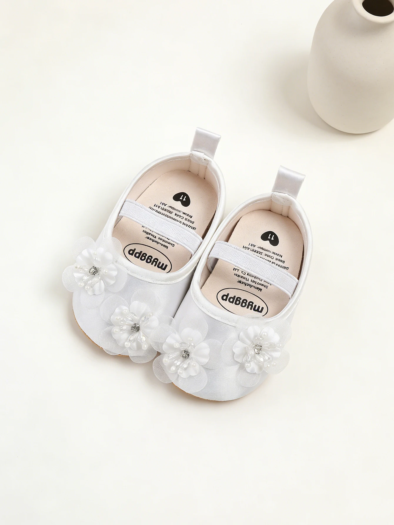 

Baby girl flower Mary Jane flat shoes baby newborn walking shoes soft rubber sole princess wedding