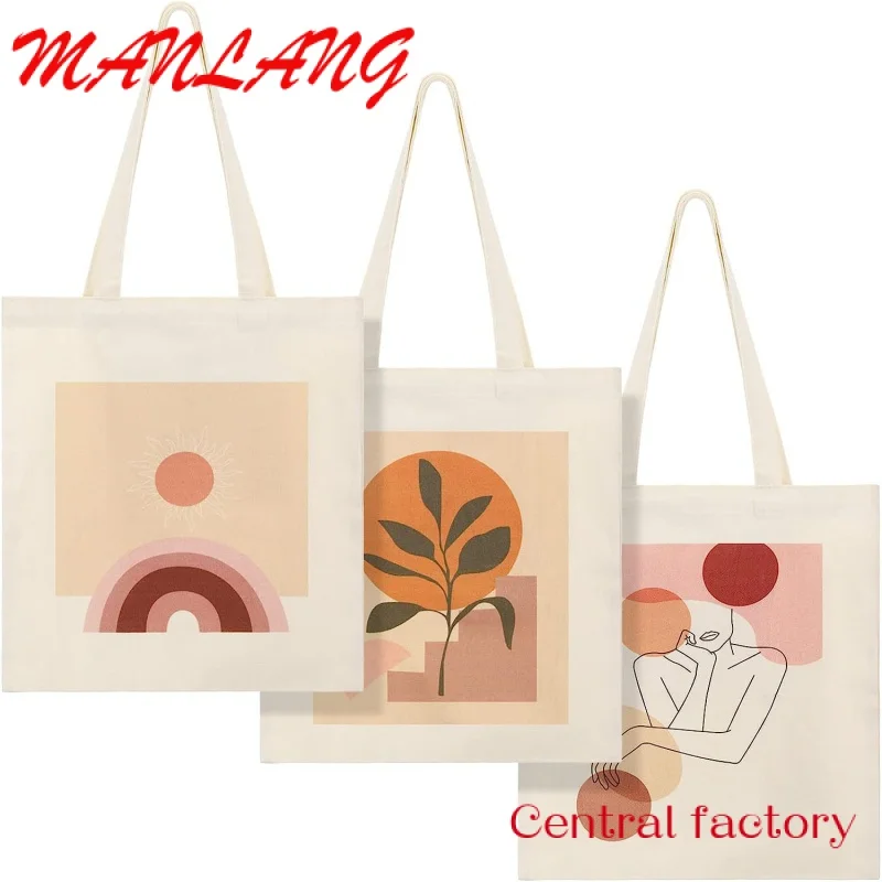 Custom  High Quality Promotional Personalized Reusable 100% Cotton Canvas Tote Bag With Custom Logo Printed For Woman Girl Shopp