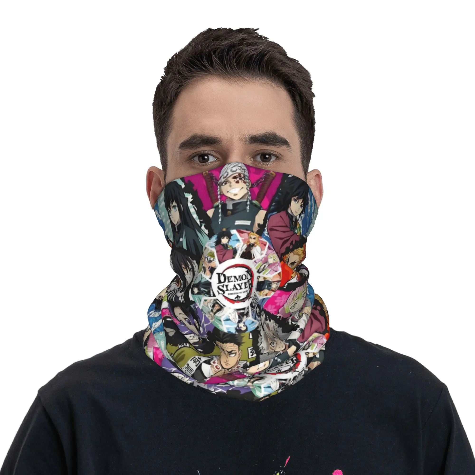 

Demon Slayer Anime Manga Bandana Neck Warmer Women Men Winter Hiking Ski Scarf Gaiter Tanjiro Kamado Nezuko Face Cover
