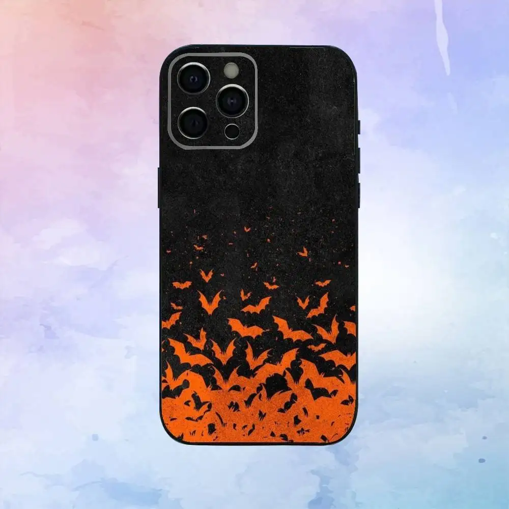 Casing Ponsel Daun Musim Gugur Labu Untuk iPhone17,16,15,14,13,12,11 Plus,Pro Max Penutup Lembut Hitam