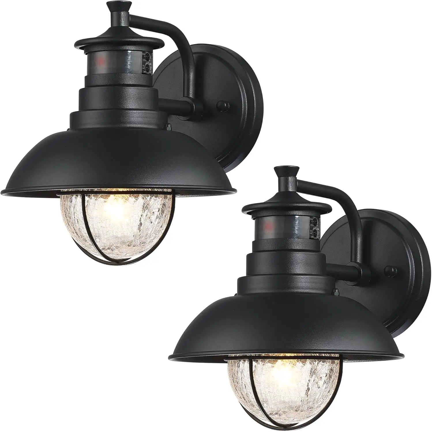 Wall Light Fixture with Dusk to Dawn PIR Motion Sensor 2 Pack Matte Black Outdoor Wall Lantern Lamp