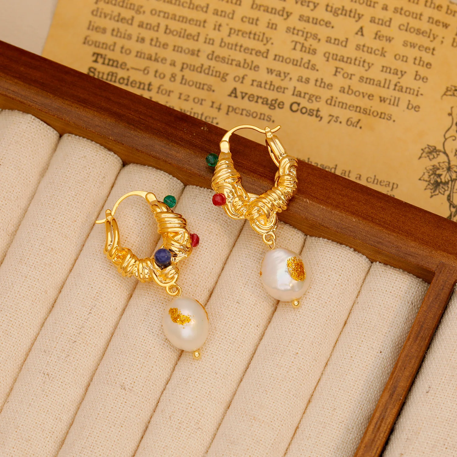 2024 S925 Silver Ear Needle Stud Earrings Natural Pearl W/Special Brass Parts Plated 18kGold Filled Korea Jewelry for Women Hot