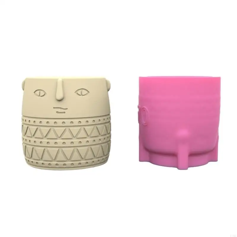 

R3MC Abstract Face Silicone Mould for Flowerpot Vase Mold Concrete Cement Epoxy Resin