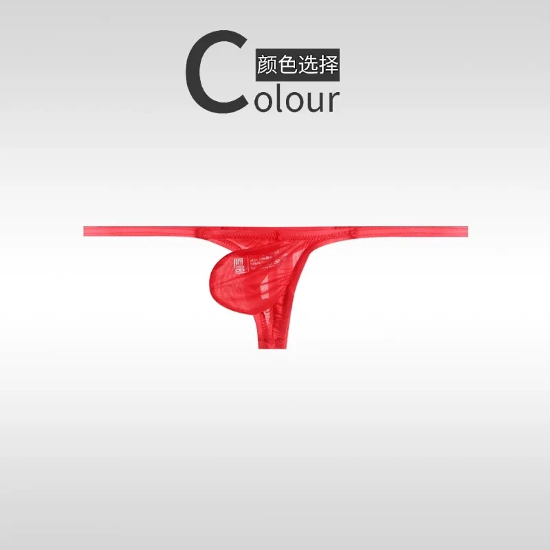 Red Underwear men's briefs low waisted ultra-thin ice fully transparent personalized and tight fitting