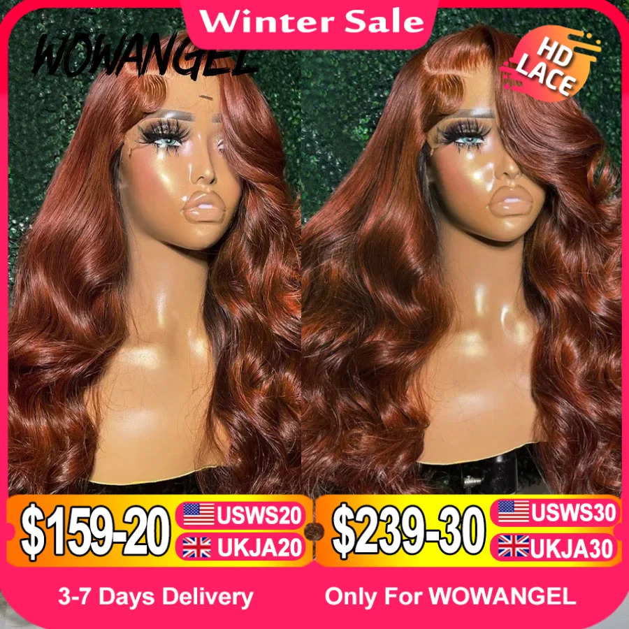 30inch Body Wave Wigs 13x6 HD Lace Frontal Wigs Reddish Brown Colored Wigs Pre Cut HD Transparent Lace Front Human Hair Wig