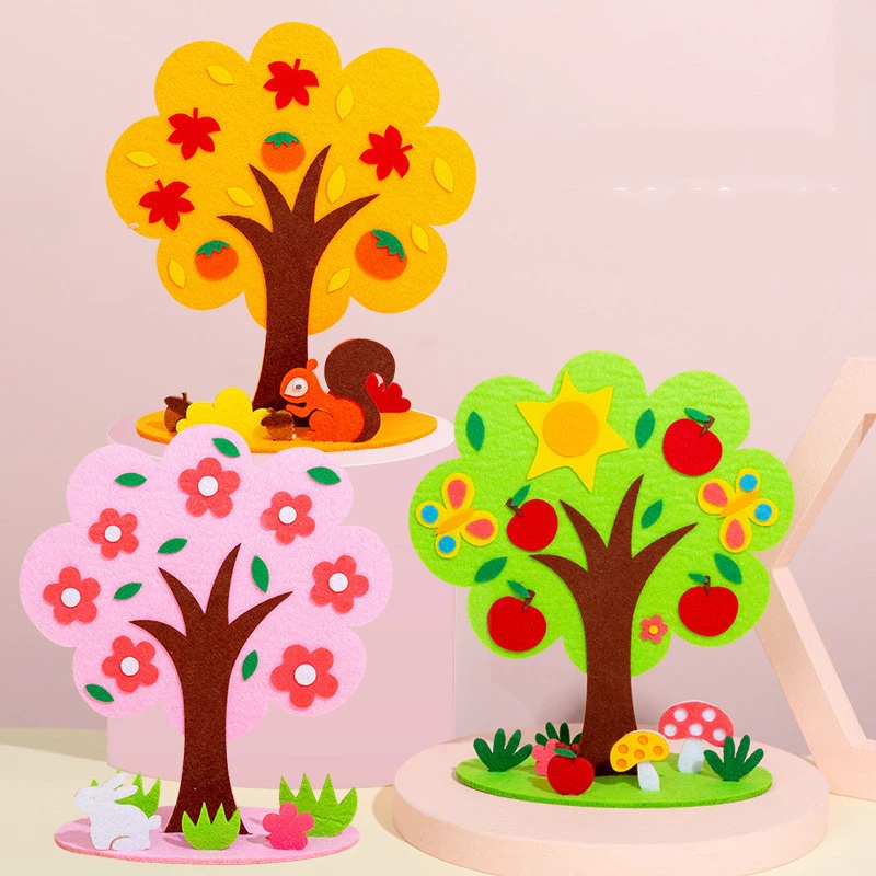 DIY juguetes de árbol para las cuatro estaciones, manualidades Montessori, juguetes artesanales sin tejido, regalo para niños, juguetes educativos para edades tempranas en edad preescolar