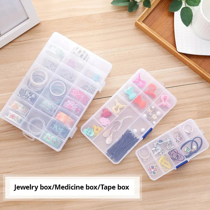 1pc Transparent Plastic 10 Grids Cells Portable Jewelry Pills Storage Box Container Ring Electronic Parts Screw Beads Organizer