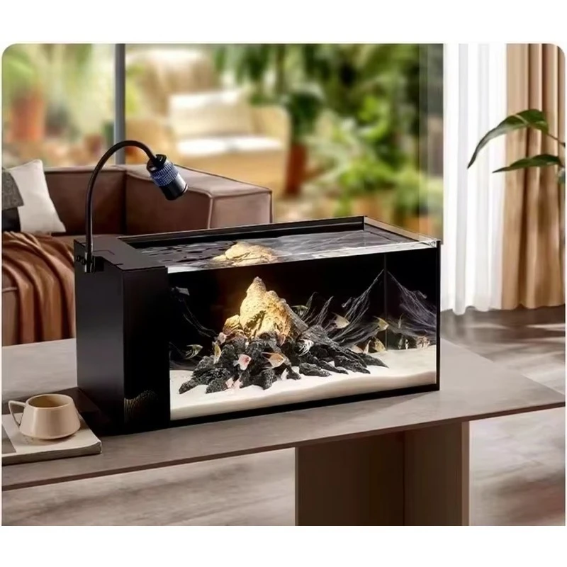 Ultra-clear side filter integrated silent desktop fish tank, ecological aquarium, 91% light transmittance stream tank