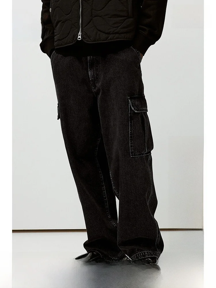 

Comfortable Fashionable Loose Retro Workwear Jeans Men's Summer Denim Pants H&M Long Trousers Cotton 100% Regular Thickness