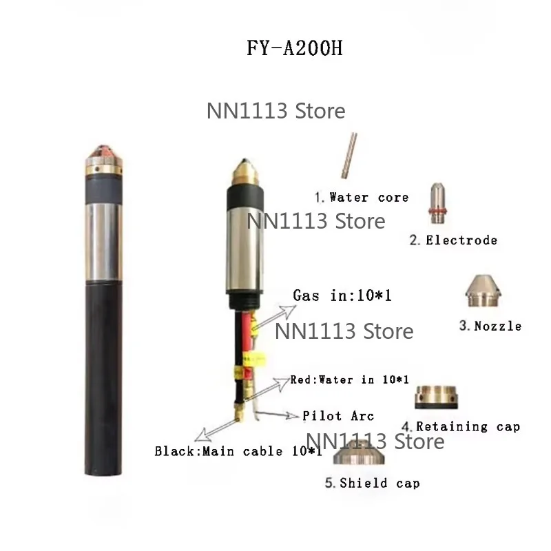 FY-XF200H High-Power Water Cooled Plasma Cutter Torch Head for FY-A160 FY-A200 LGK-200 Replacement Cutting Tool Accessory